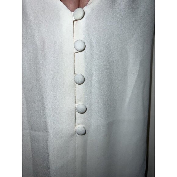 LOFT Off White Sleeveless V-Neck Spaghetti Strap Button Detail Flowy Top Sz XS - Picture 4 of 7